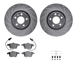 R1 Concepts WGYH1-73053 eLINE Rotor - Drilled & Slotted - Silver W/ Semi-Met Pads